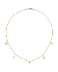 Jennifer Meyer Mini Charm 18 Karat Gold Diamond Necklace