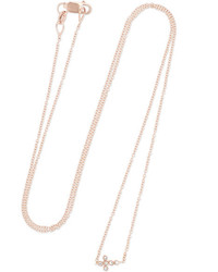 Ileana Makri Mini Cross 18 Karat Rose Gold Diamond Necklace