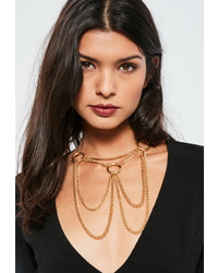Missguided Gold Ring Detail Layered Necklace
