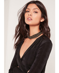 Missguided Layered Chain Choker Necklace Gold