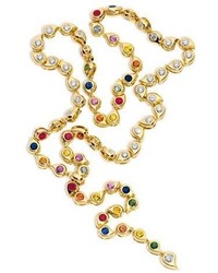 Tamara Comolli Multicolor Sapphire Diamond Paisley Necklace In 18k Gold