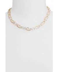 Nadri Crystal Scroll Collar Necklace Gold Clear