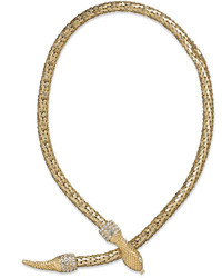 ABS by Allen Schwartz Necklace Gold Tone Crystal Snake Collar Necklace