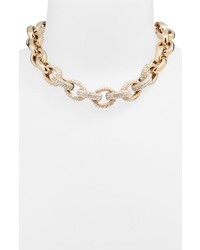Nordstrom Pave Link Collar Necklace Gold Clear