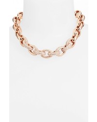 Nordstrom Pave Link Collar Necklace Rose Gold Clear