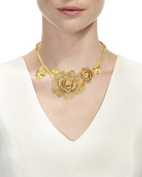 Oscar de la Renta Pav Crystal Flower Collar Necklace