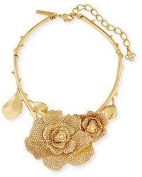 Oscar de la Renta Pav Crystal Flower Collar Necklace