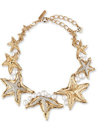 Oscar de la Renta Pave Sea Star Necklace Golden