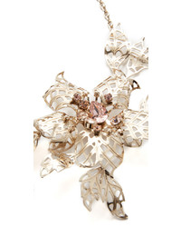 Oscar de la Renta Perforated Crystal Flower Necklace