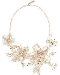 Oscar de la Renta Perforated Crystal Flower Necklace