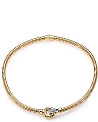 Roberto Coin Primavera Diamond 18k White Yellow Gold Interlock Collar Necklace