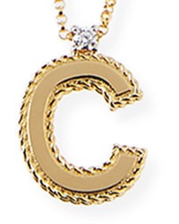 Roberto Coin Princess 18k Yellow Gold Diamond Initial Necklace C