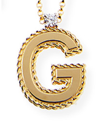 Roberto Coin Princess 18k Yellow Gold Diamond Initial Necklace G