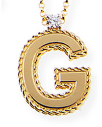 Roberto Coin Princess 18k Yellow Gold Diamond Initial Necklace G