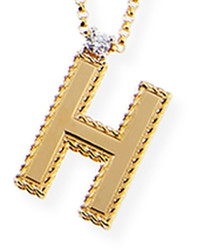 Roberto Coin Princess 18k Yellow Gold Diamond Initial Necklace H