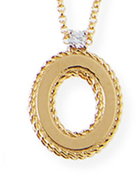 Roberto Coin Princess 18k Yellow Gold Diamond Initial Necklace O