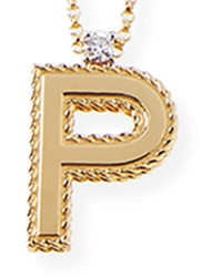 Roberto Coin Princess 18k Yellow Gold Diamond Initial Necklace P