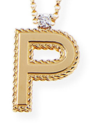 Roberto Coin Princess 18k Yellow Gold Diamond Initial Necklace P