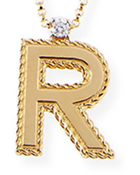 Roberto Coin Princess 18k Yellow Gold Diamond Initial Necklace R