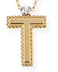 Roberto Coin Princess 18k Yellow Gold Diamond Initial Necklace T