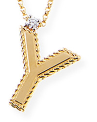 Roberto Coin Princess 18k Yellow Gold Diamond Initial Necklace Y