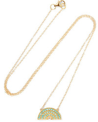 Andrea Fohrman Rainbow 14 Karat Gold Turquoise And Diamond Necklace