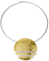 Robert Lee Morris Soho Two Tone Wire Wrapped Round Pendant Collar Necklace