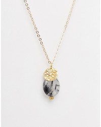 Mirabelle Ruilated Quartz Coin Necklace On 45cm Gold Plated Chain