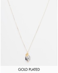 Mirabelle Ruilated Quartz Coin Necklace On 45cm Gold Plated Chain