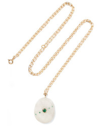 Cvc Stones Salento 18 Karat Gold Stone And Emerald Necklace