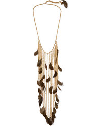 Rosantica Selva Gold Tone Feather And Bead Necklace