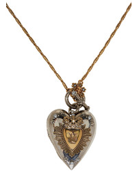 Alexander McQueen Silver Gold Heart Locket Necklace
