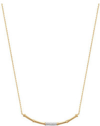 John Hardy Slim Bamboo 18k Gold Diamond Necklace