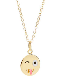 Alison Lou Small Crazy Face Enameled 14 Karat Gold Necklace One Size