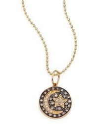 Sydney Evan Small Moon And Star Diamond 14k Yellow Gold Medallion Necklace