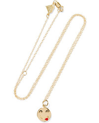 Alison Lou Small Tongue Out Enameled 14 Karat Gold Necklace