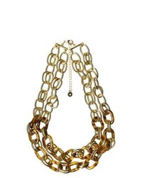 Tanya Creations, Inc. Multi Row Chain Link Necklace With Tortoise Accents Goldbrown