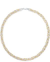 Giani Bernini Tri Tone Braided Collar Necklace In Sterling Silver With Gold Plated And Rose Gold Plated Sterling Silver Only At Macys