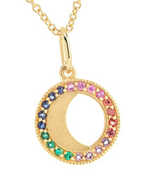 Andrea Fohrman Waning Moon 18 Karat Gold Sapphire And Emerald Necklace