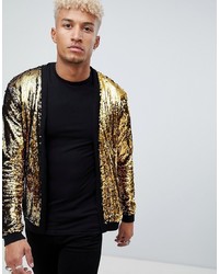 ASOS DESIGN Knitted Sequin Cardigan With Gold And Black Sequins