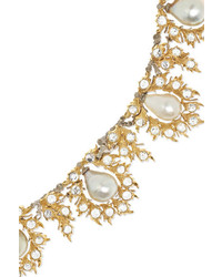 Buccellati 18 Karat Yellow And White Gold Pearl And Diamond Necklace