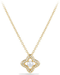 David Yurman 5mm Venetian Quatrefoil Pearl Diamond Necklace