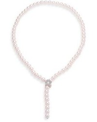 Mikimoto 7mm 75mm White Cultured Akoya Pearl 18k White Gold Lariat Necklace22