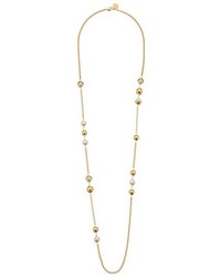 Tory Burch Capped Crystal Pearl Chain Rosary Necklace