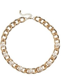Curb Chain Pearly Bead Necklace