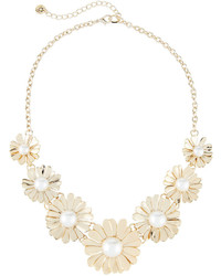 Lydell NYC Daisy Simulated Pearl Statet Necklace Gold