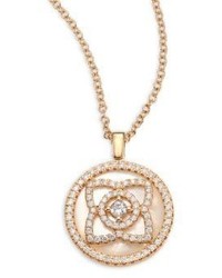 De Beers Enchanted Lotus Reversible Diamond Mother Of Pearl Pendant Necklace