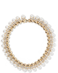 Kenneth Jay Lane Gold Plated Crystal And Faux Pearl Necklace