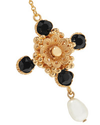 Dolce & Gabbana Gold Tone Crystal And Faux Pearl Necklace