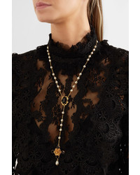 Dolce & Gabbana Gold Tone Crystal And Faux Pearl Necklace